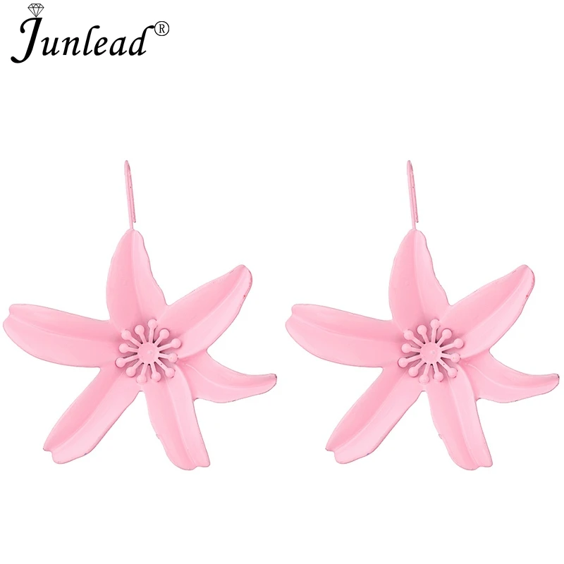 Junlead 2018 новый корейский металлического сплава цветок розовый серьги крючки