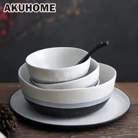 matte dinnerware strengthen bowl 6 8 10 inch 3 color retro style plate tea cup