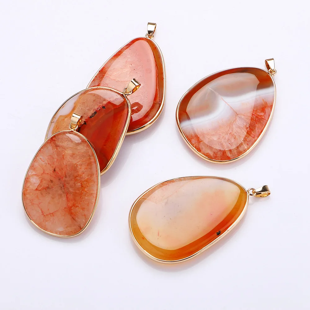 Natural Gemstone Pendant Necklace Stone Power Crystal Statement Pendentif Jewelry Band Women Long Necklace Water drop pendant