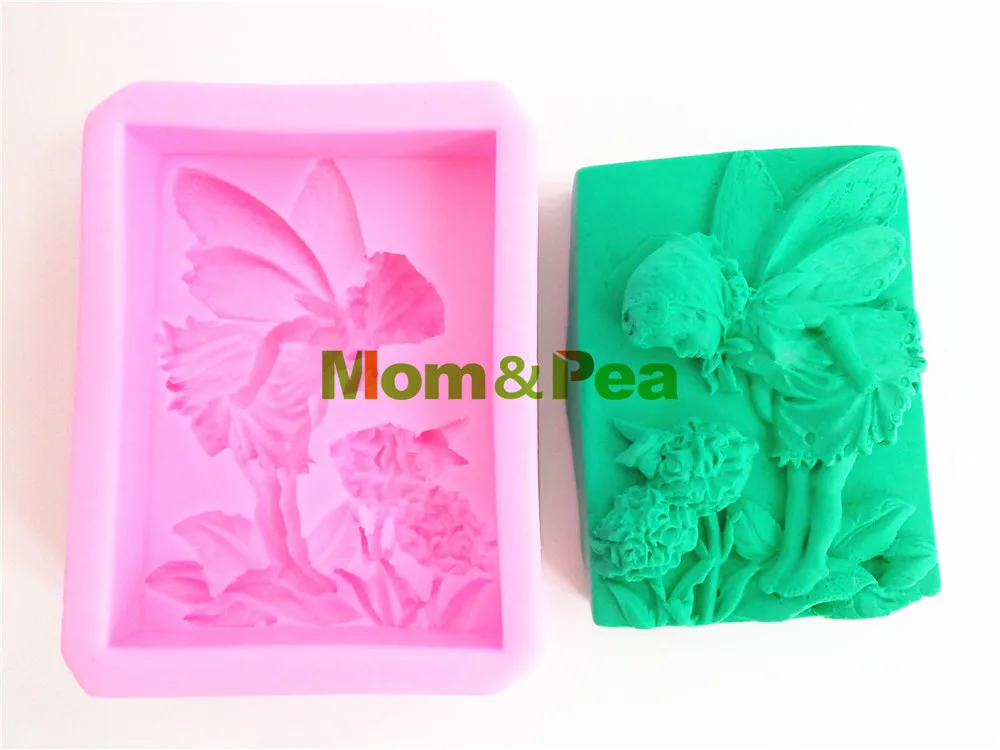 Mom & Pea 0394 Бесплатная доставка Цветочная фея силиконовая форма для мыла украшение