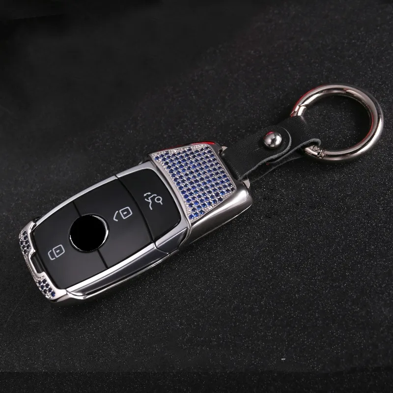 Роскошный алмаз ключеник автомобилей основа брелок для Mercedes Benz E класса W213 брелок кольцо крышки аксессуары - Название цвета: Blue
