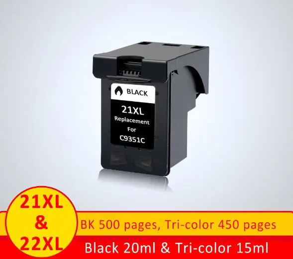 BK 1pc Xiangyu 21 22XL Заправляемый картридж Замена для hp 21 22 картридж с чернилами hp Deskjet 3915 3920 D1320 F2100 F2280 F4180 - Цвет: BK 1pc