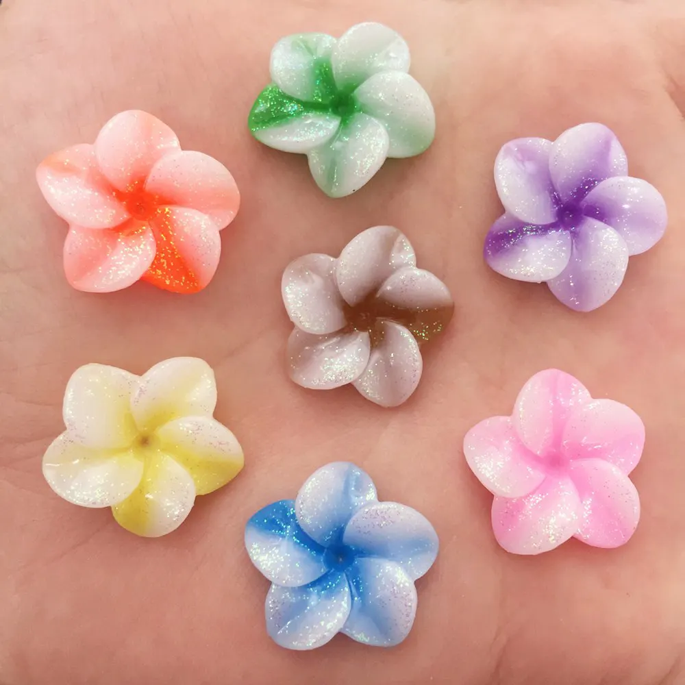 

Mixed 20pcs resin 20mm Glitter Colorful Flower Flat back rhinestone appliques DIY Wedding scrapbook craft SF584*2