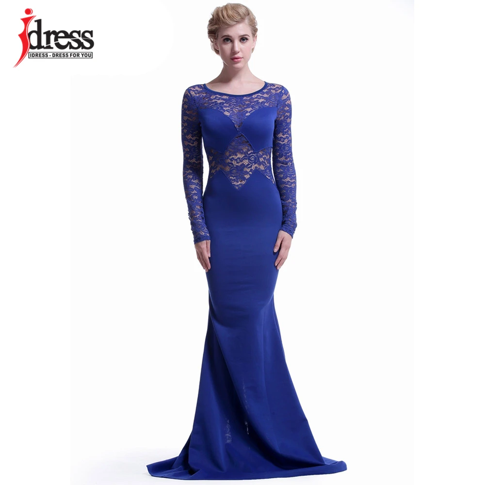 Женское кружевное платье IDress черное облегающее с длинным рукавом для вечеринок и
