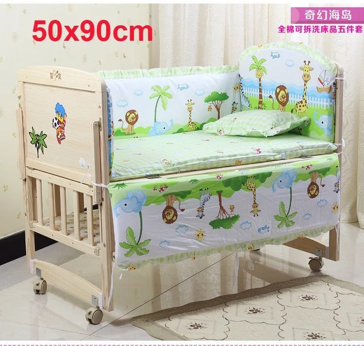 D 50x90cm 5 шт., Комплект постельного белья для новорожденных, милый мультяшный бампер для кроватки, хлопок, удобная детская кровать, протектор, моющийся Комплект постельного белья s - Цвет: D 50x90cm