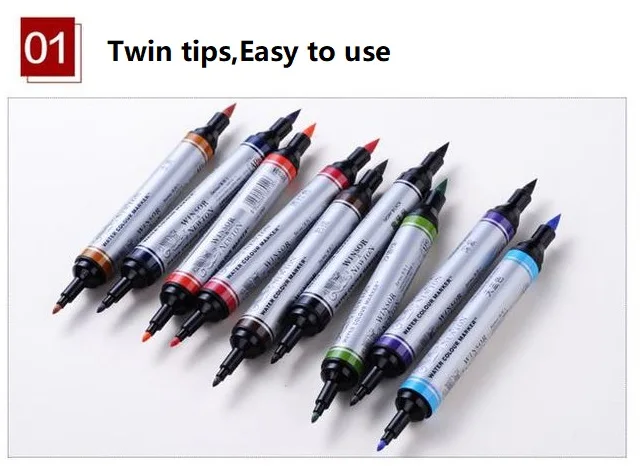WINSOR& NEWTON 6/12 цветов, цветные маркеры, двойные кончики, художественный маркер, маркеры для рисования, товары для рукоделия