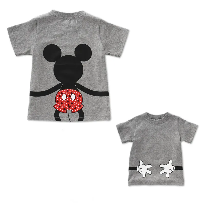 E301 gray mickey Одежда для мамы и дочки, хлопковый топ с рисунком мышки для мальчиков и девочек, летние футболки с короткими рукавами, Одинаковая одежда для семьи с Микки Маусом, E301 - Цвет: E301 gray mickey