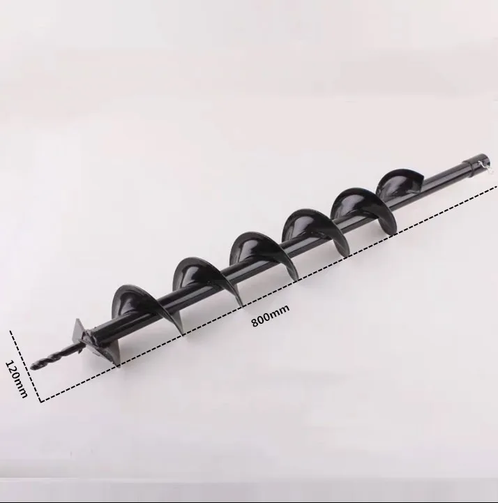 120mm X 800mm Doersupp черный 100 мм/120 мм/150 мм/250 мм 4 размера Металл шнек биты одним лезвием бит бурового инструмента для отверстие Digger копания машины - Цвет: 120mm X 800mm