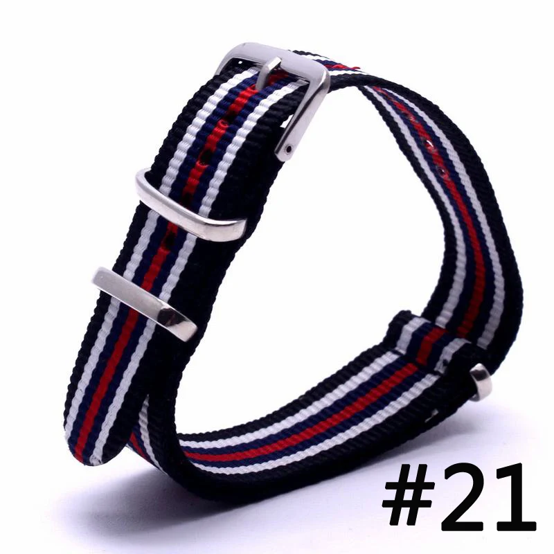 Wholesale Nylon Strap 10Pcs Nato Army Sport Watch Band Substitute DW Canvas Striped Wristband 18mm 20mm 22mm Silver Buckle Belt