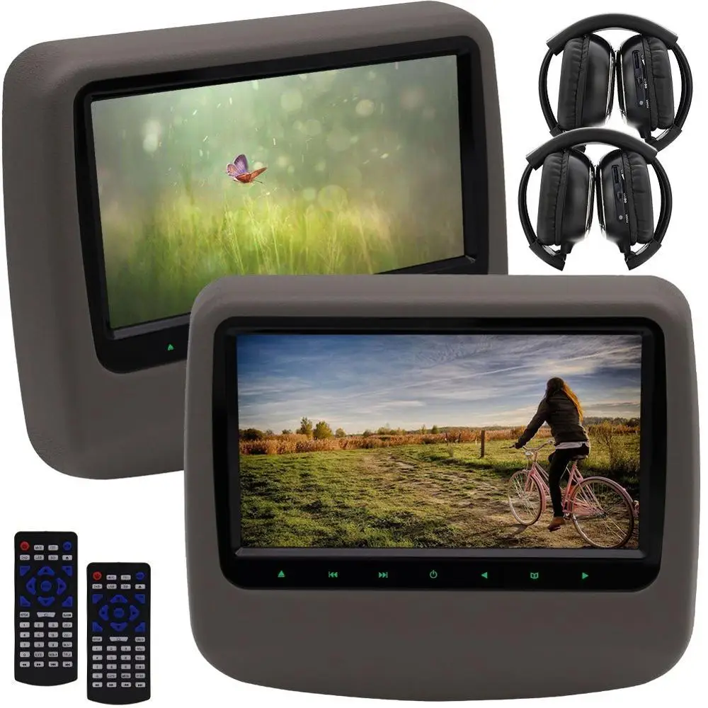 Eincar twin 9 дюймов автомобиля Подушки Детские подголовник dvd плеер HD видео Авто