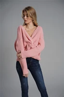 office lady commuter new autumn and winter sweater round neck pullover backless crossover sweater female