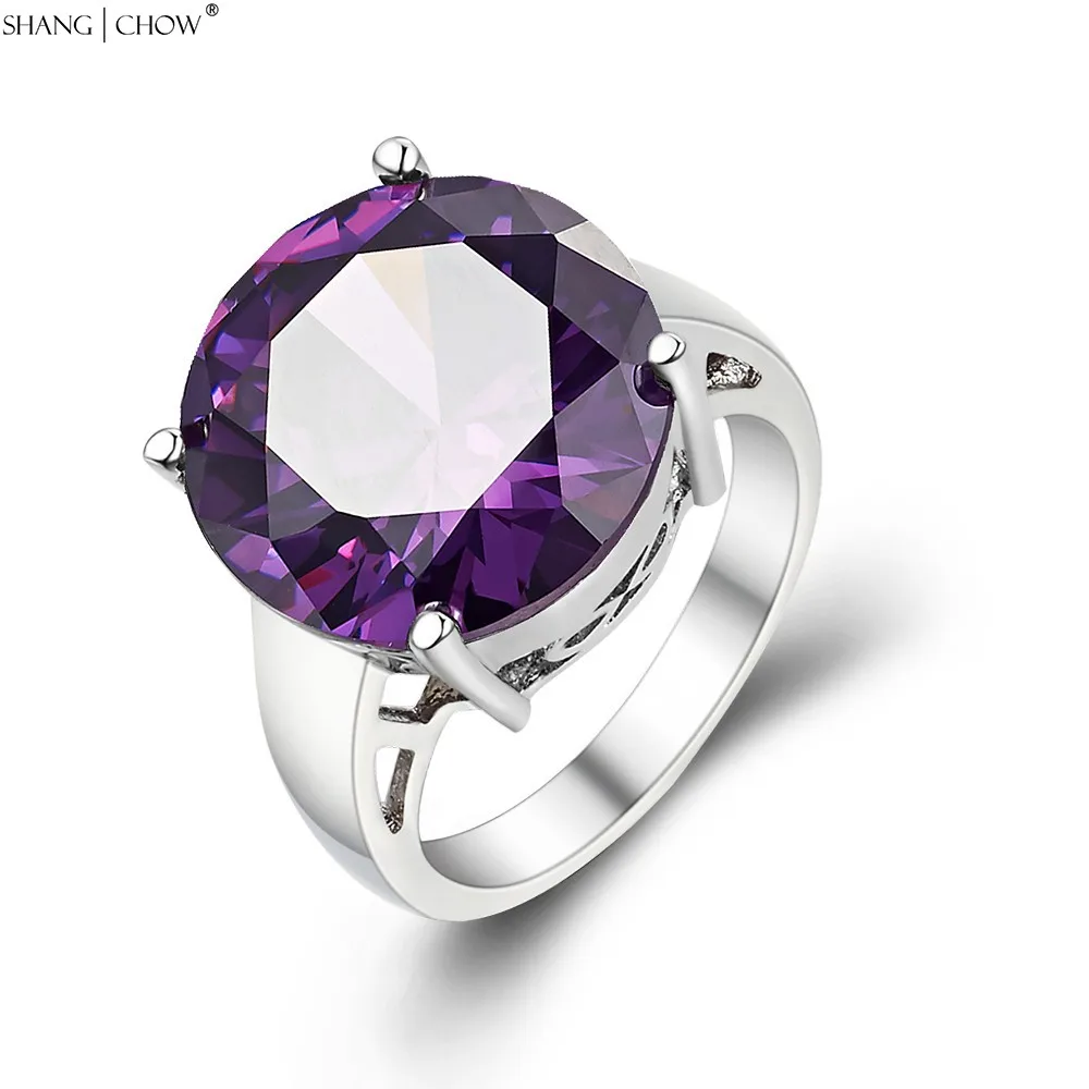 Кольцо из серебра 925 пробы ювелирные изделия с круглым фиолетовым кварцем Hugh