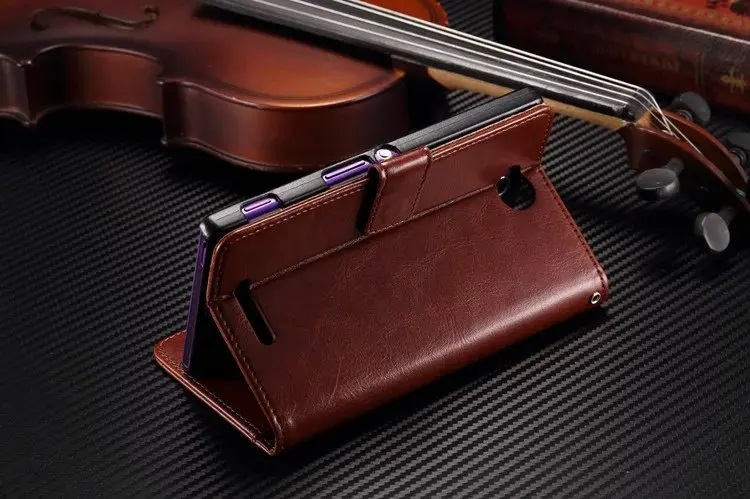 Ультратонкий кожаный чехол-книжка для телефона Sony Xperia C C2305 | Мобильные телефоны и