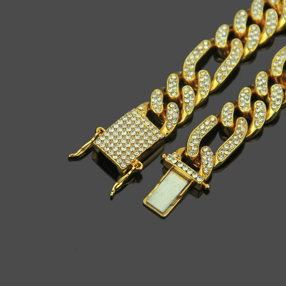 В стиле хип-хоп AAA стразы ограненные Bling лед из 3:1 NK звено цепи ожерелья для Для