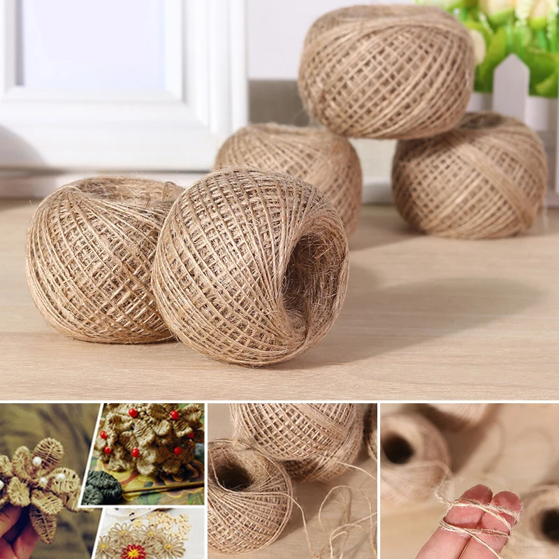 100 м DIY веревка длинная джутовая веревка натуральный льняной шпагат деревенский шнур веревка