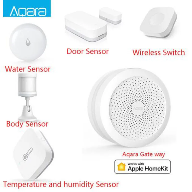 Aqara 6 in one Xiaomi AQARA комплекты умного дома шлюз концентратор двери окна сенсор человеческого тела беспроводной переключатель влажности Датчик воды для Apple Homekit - Цвет: Aqara 6 in one