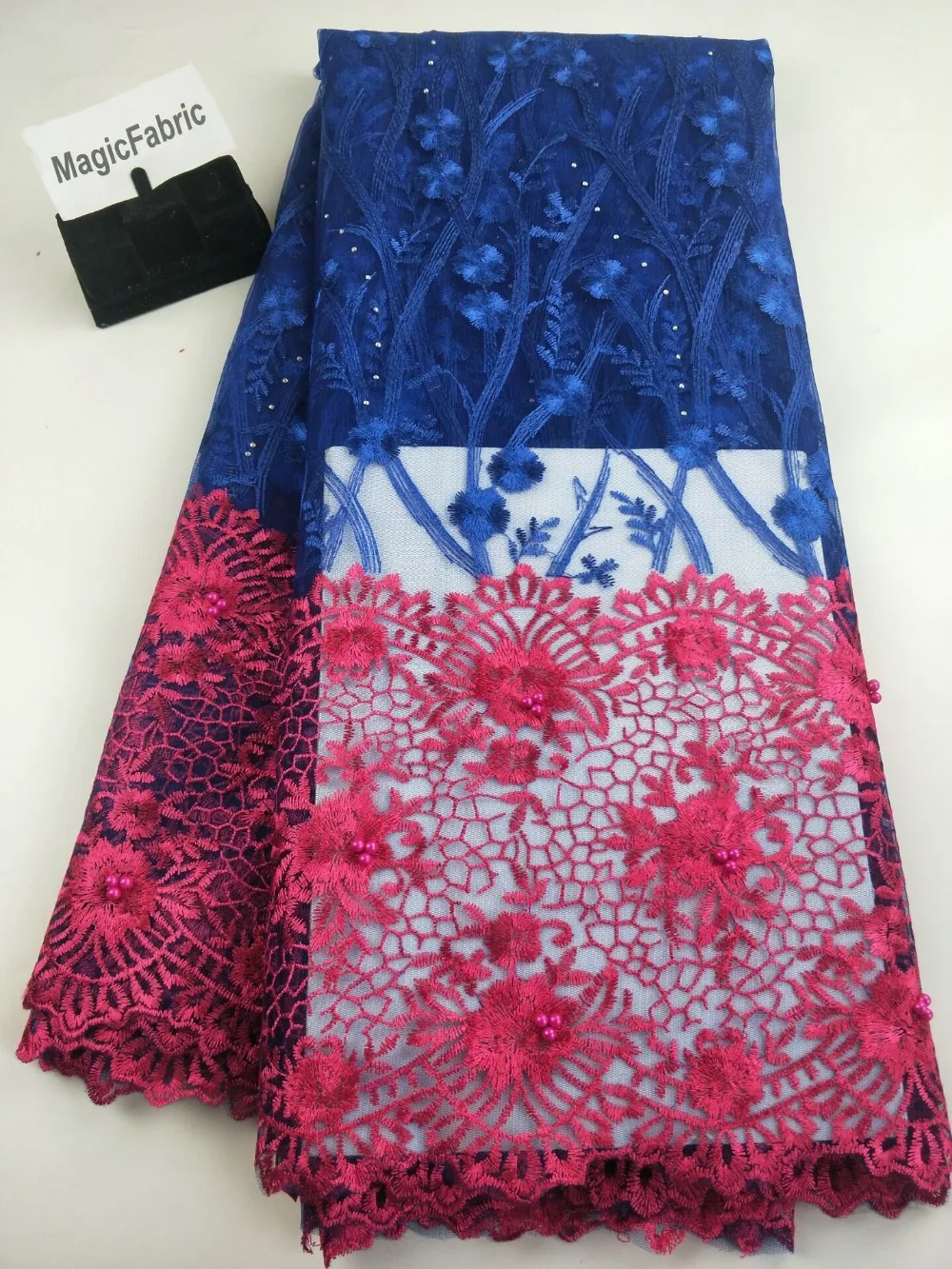 

2019 High Quality French Lace Fabric with Beads African Tulle Lace Fabric for Wedding Dress CN006