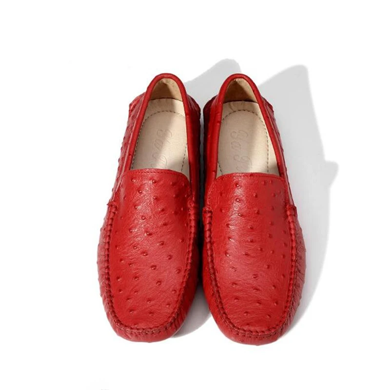 Верх из мягкой натуральной кожи страуса принты мужская повседневная обувь без