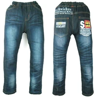 7 10y boys jeans fleece warmed outdoor letters print winter denim velvet trousers autumn child mh0317