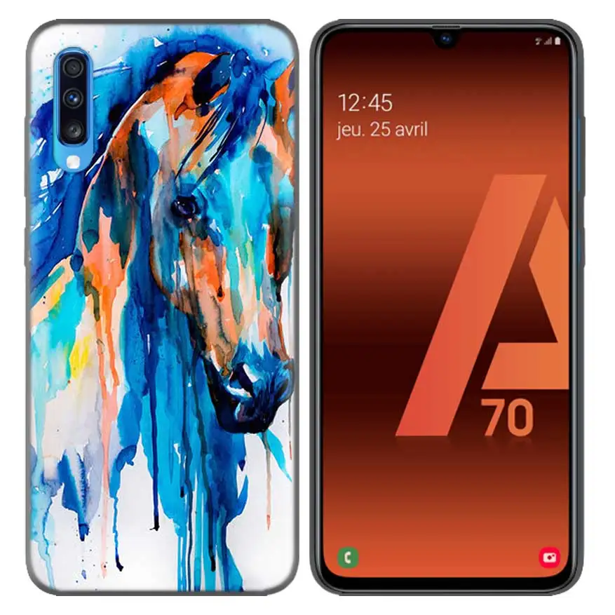 12 Акварель лошадь бегущие лошади узор чехол для samsung Galaxy A10 A20 A30 A40 A50 A60 A70 A80 A20e A6 A8 A7 A9 плюс - Color: 12