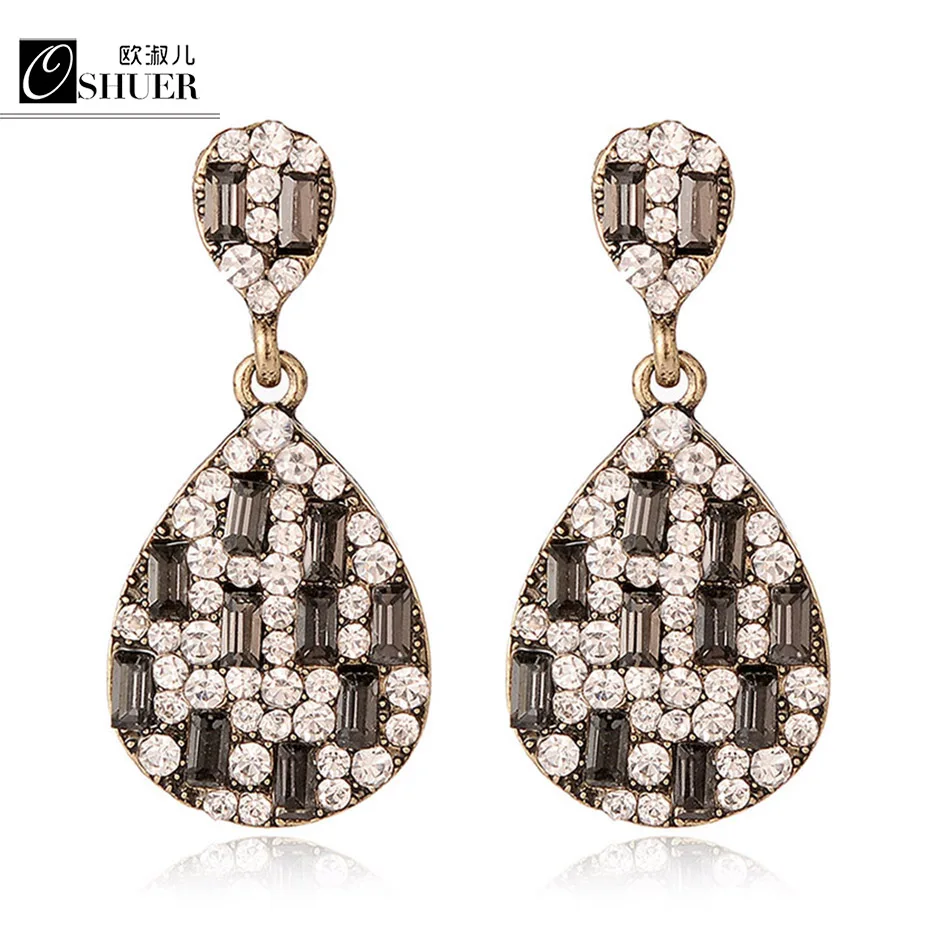 OSHUER New Arrival Luxury Vintage Water Drop Crystal Earring For Lady Fashion Jewelry Woman Party | Украшения и аксессуары