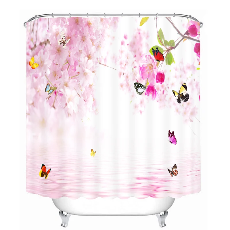 

MYRU 3D Print Waterproof Flowers Shower Curtains Bath Products Bathroom Decor with Hooks