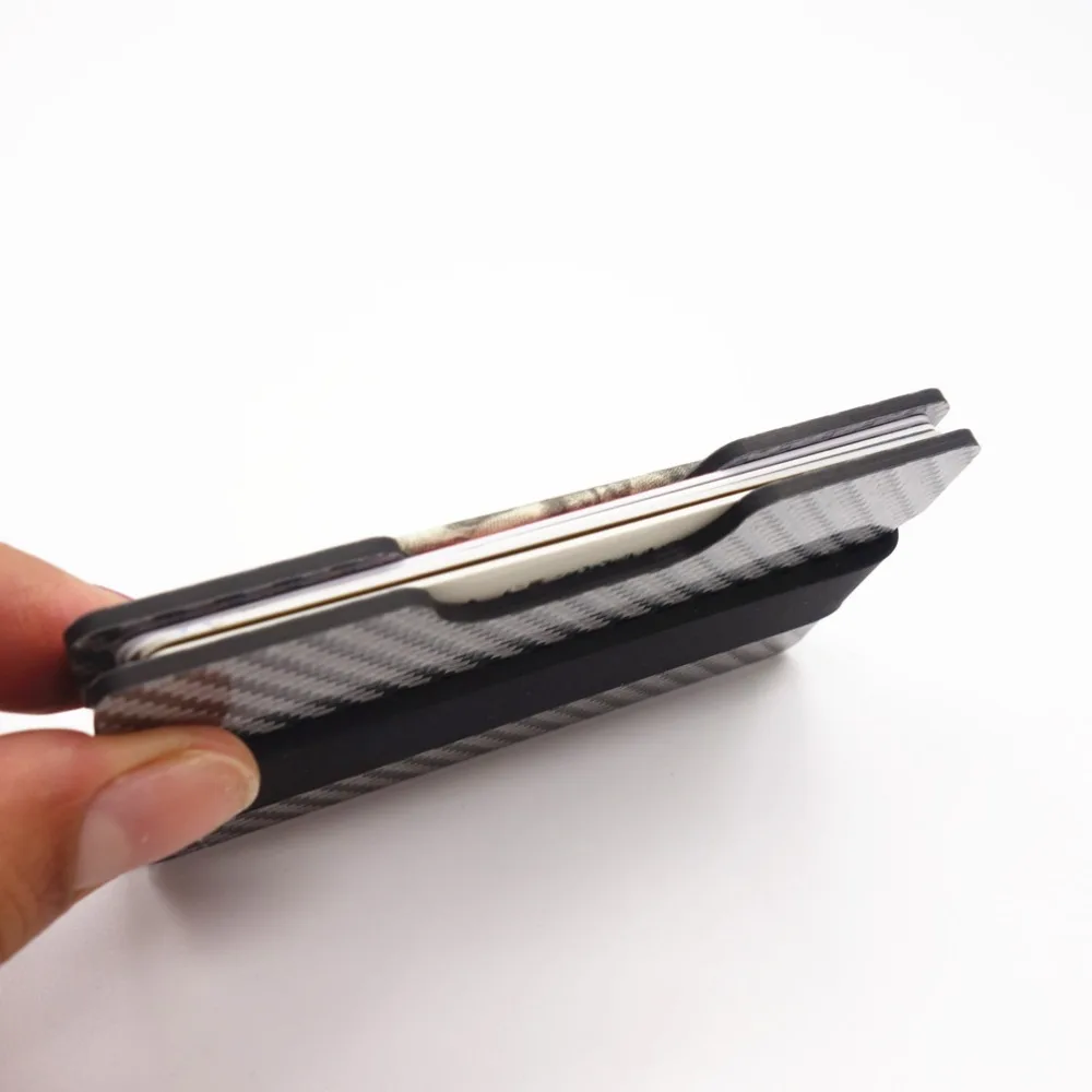 Держатель для кредитных карт из углеродного волокна с RFID блокировкой тонкий