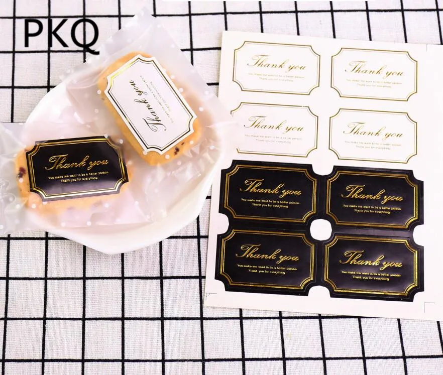 80 наклеек черного и белого золота &quotспасибо&quot Уплотнительная наклейка DIY
