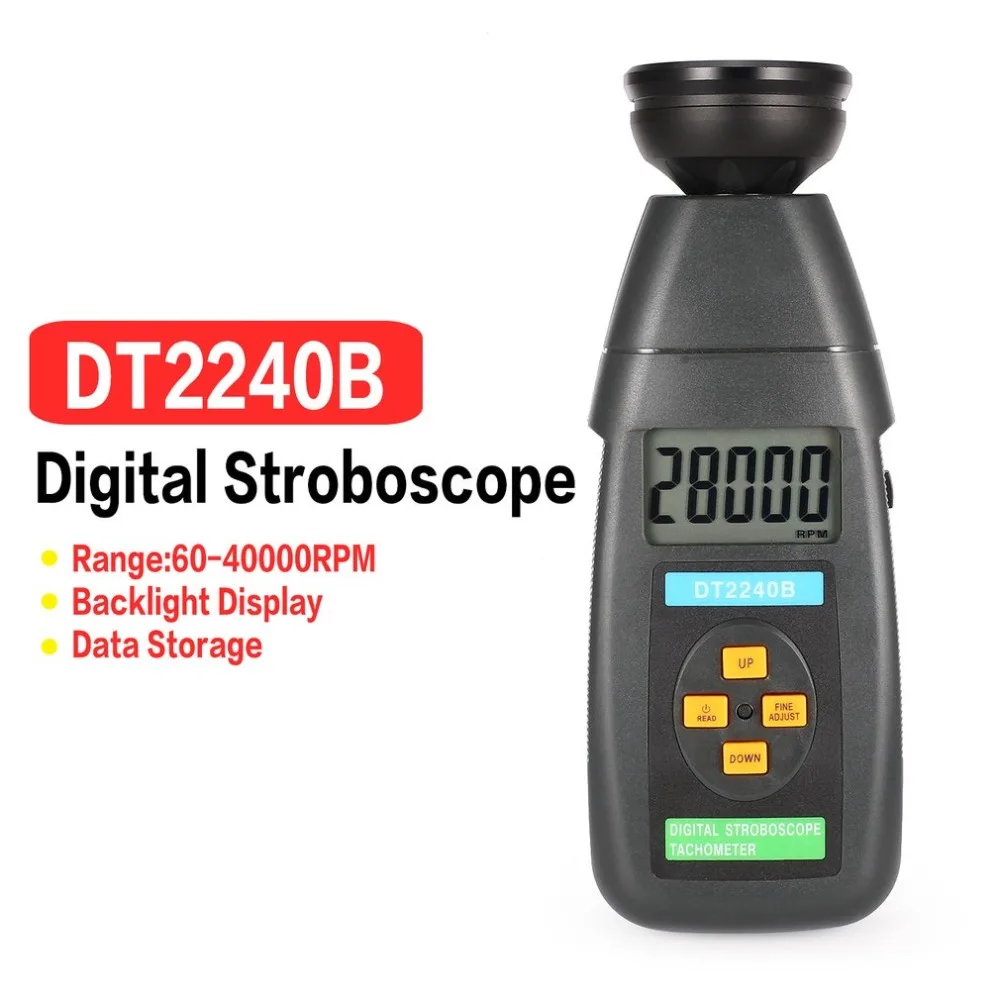 DT2240B цифровой ЖК дисплей Бесконтактный стробоскоп Тахометр фотоэлектрический
