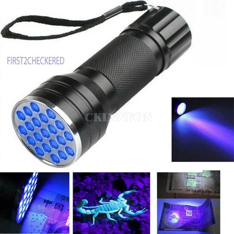 

100PCS Best UV 21 LED Flashlight Mini Blacklight Aluminum Torch Light Lamp