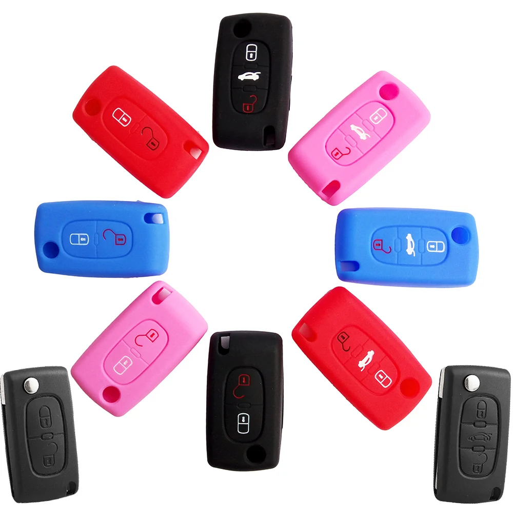2/3 кнопка для Citroen Xsara Picasso C2 C3 C4 C5 C6 C8 Peugeot 107 206 207 307 308 406 силиконовый чехол ключей от