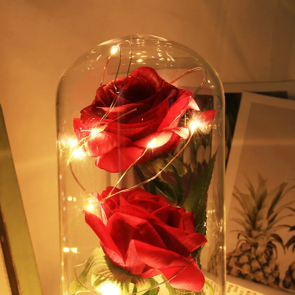 2 шт. красная роза Красавица и чудовище на батарейках цветок светодиодный