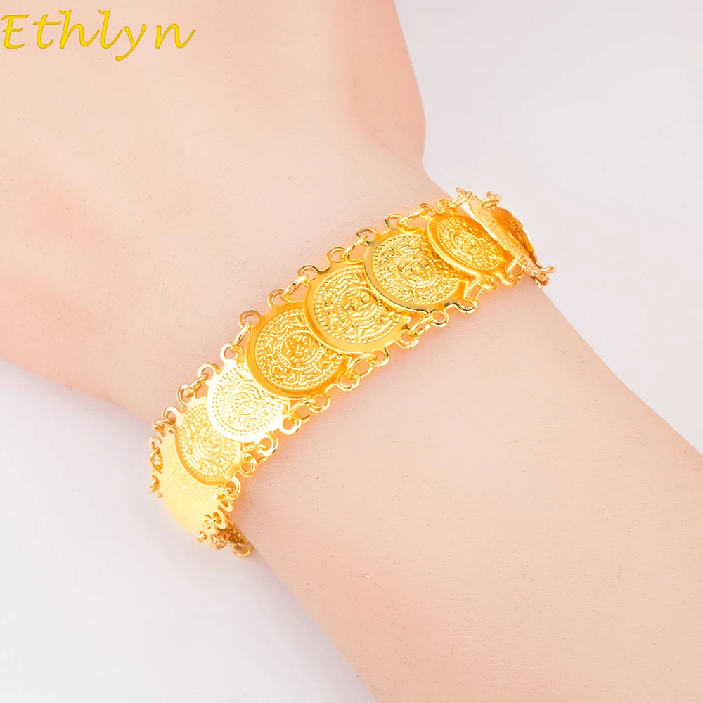 Женский браслет цепочка золотистого цвета в мусульманском стиле|coin bracelet|chain