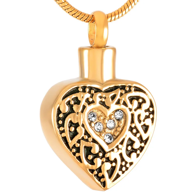 

IJD9223 Golden LIttle Heart Of Hearts Stainless Steel Cremation Jewelry Urns For Ashes Memorial keepsake Pendant Necklace