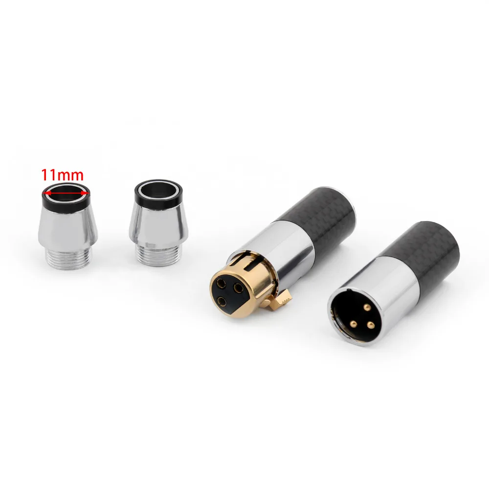 Areyourshop 1 комплект Позолоченный разъем XLR из углеродного волокна HiFi аудио 3 pin M& F черный