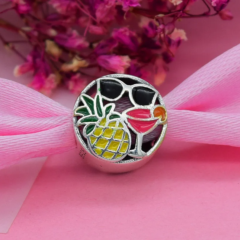 Yanxizao Мода Серебро 925 CZ красочные бусины рыба дерево ананас Морская звезда Fit Pandora