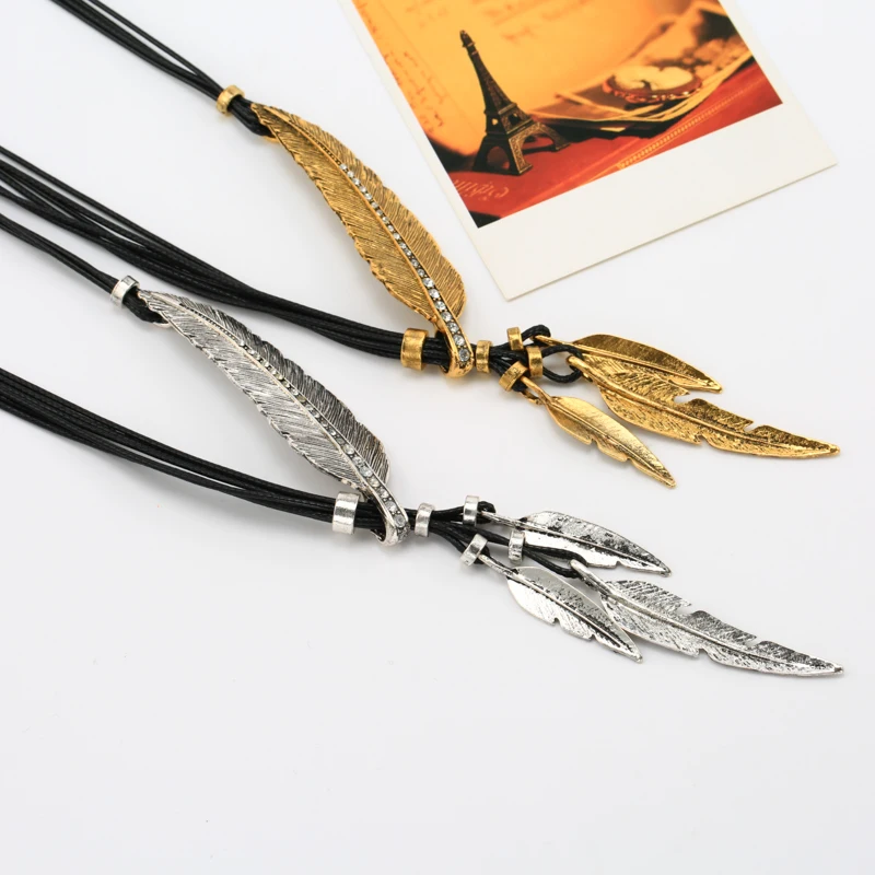 Женское винтажное ожерелье с узором в виде перьев | Украшения и аксессуары