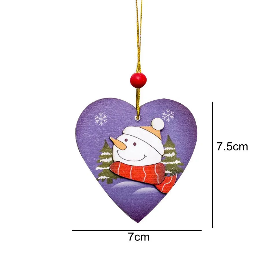 Heart Snowman 1 шт. Рождественский Стиль деревянные подвесные украшения Красочные елка орнамент Изделия из дерева для дома для рождественской вечеринки украшения - Цвет: Heart Snowman