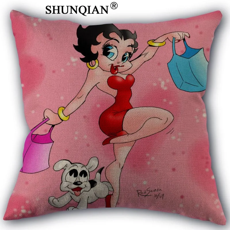 Pillow case Изготовленная на заказ Наволочка Betty Boop из хлопка, изготовление на заказ наволочка под заказ 45x45 см с одной стороны - Цвет: Pillow case