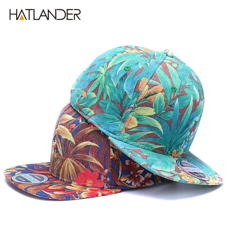 HATLANDER, модные бейсболки с цветочным принтом для женщин, Повседневная Бейсболка, 6 панелей, с принтом в виде костей, с плоскими полями, в стиле хип-хоп, Пляжные шапки