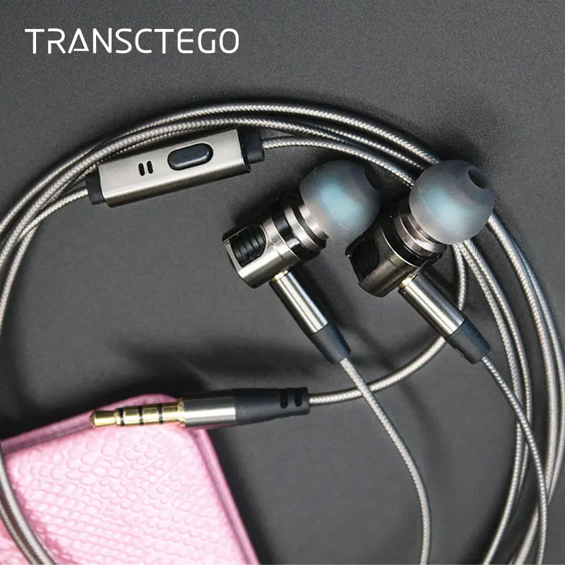 Наушники и наушники TRANSCTEGO с микрофоном металлическая Проводная гарнитура