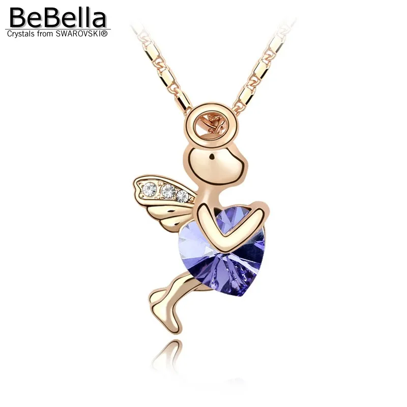 Женское позолоченное ожерелье с Купидоном BeBella подарок австрийскими кристаллами