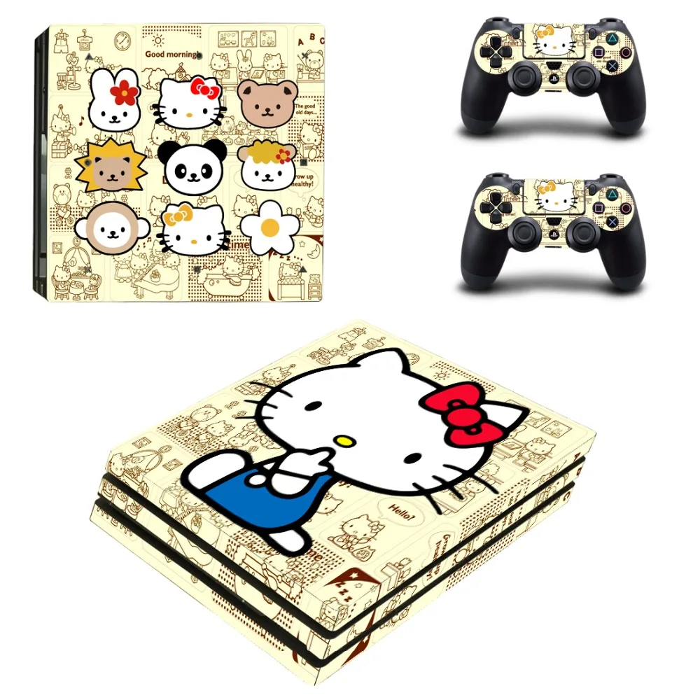Hello kitty Cat PS4 Pro наклейка для кожи виниловая наклейка для консоли Playstation 4 и 2 контроллера PS4 Pro наклейка для кожи