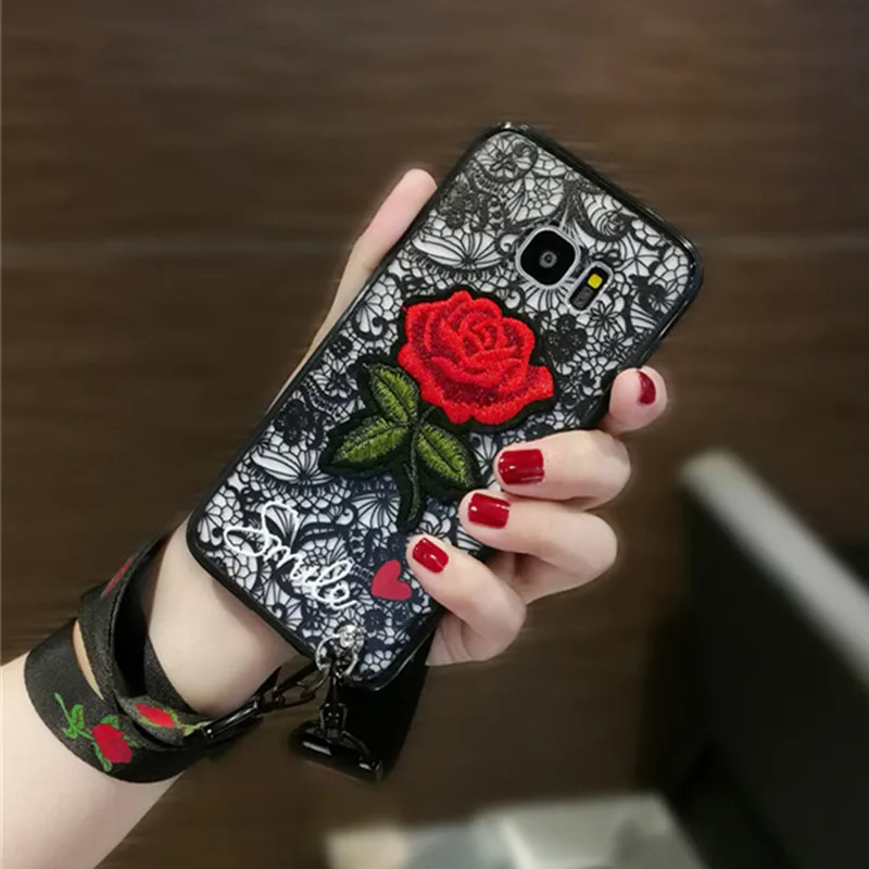 Чехол для телефона Samsung S10E S9 S8 Plus S7 S6 edge Note 3 4 5 8 9 Рельефный цветочный кружевной