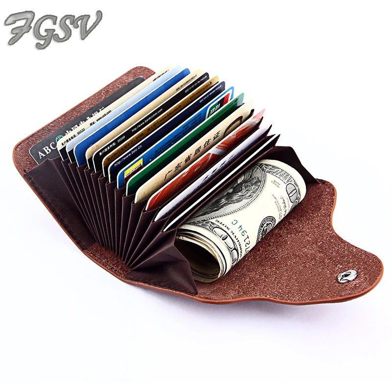 FGSV High quality PU leather hasp big capacity cards credit ID card holder fashion business wallet purse FGS309 | Багаж и сумки