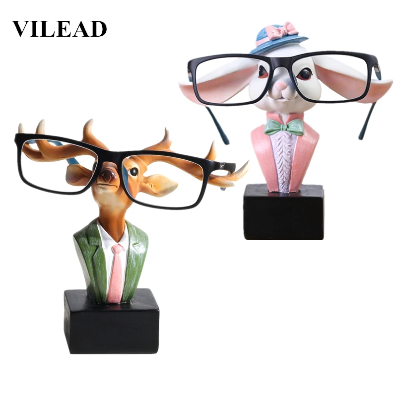 VILEAD 6 ''Смола кролик олень Очки кронштейн фигурки креативные животные очки стенд орнамент лося олень модель домашний Декор подарок
