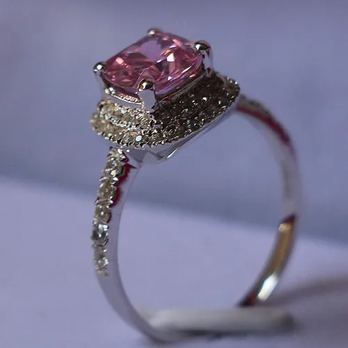 Романтическая 2 карат розовая подушка с синтетическим бриллиантом для женщин S925