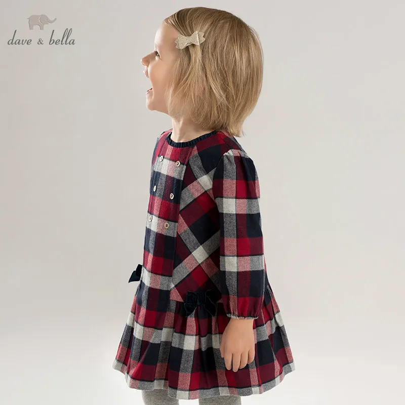 Dave bella autumn infant baby girl's fashion plaid dress kids birthday party toddler children clothes DBA7953 | Детская одежда и