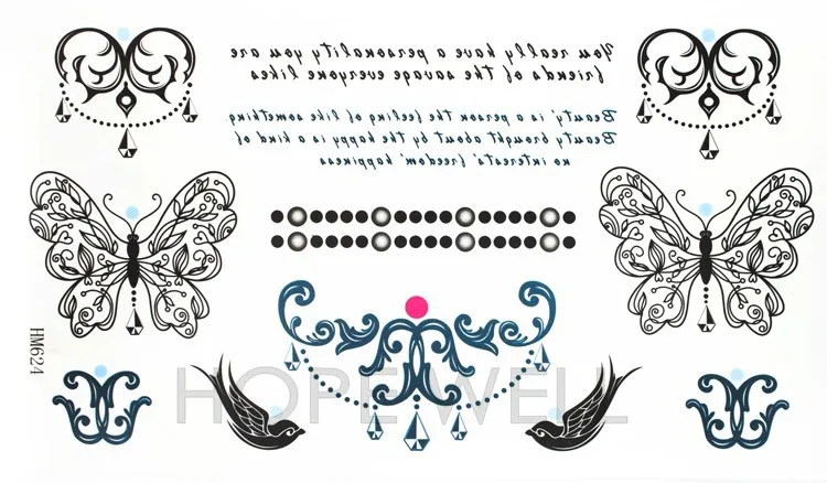 4 листа художественные буквы музыкальное перо Тотем черная временная татуировка