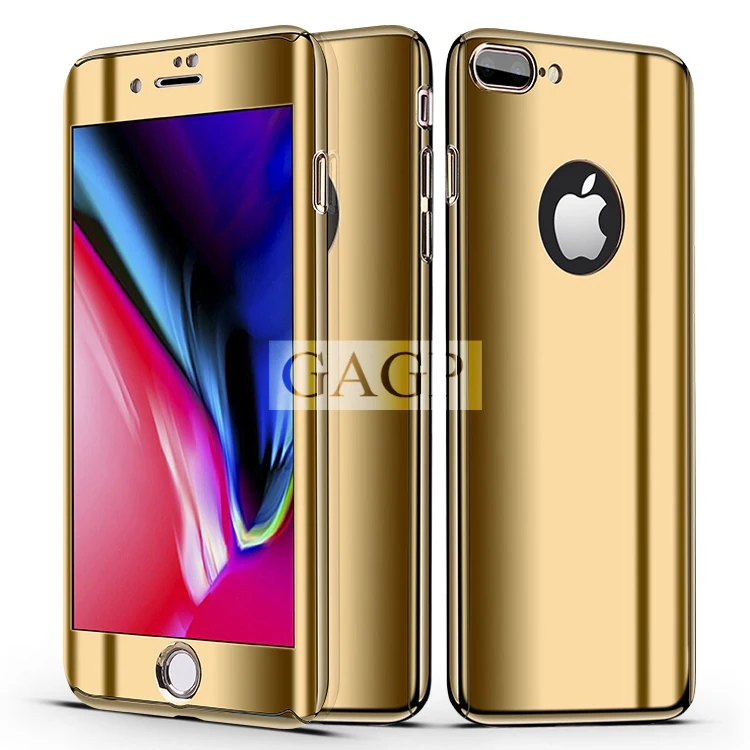 Золотой Для iphone XS MAX iphone 6 s 6s плюс 360 полная защита Зеркало чехол для iphone 7 Plus iphone X 10 чехол для Apple 8 XR Coque - Цвет: Золотой
